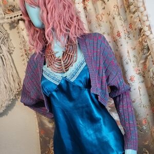 Turquoise And Magenta Sweater Bolero